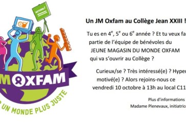Un JM Oxfam au Collège Jean XXIII !