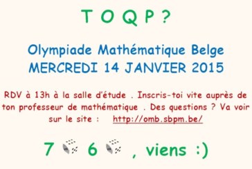 Olympiade Mathématique Belge, inscris-toi vite !